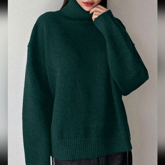 Women's Solid Color Simple Turtleneck Sweater - Picture 4 of 6